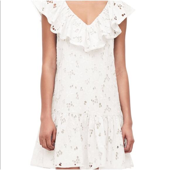 Rebecca Taylor Adriana White Eyelet Lace Mini Dress 4 - Picture 1 of 9